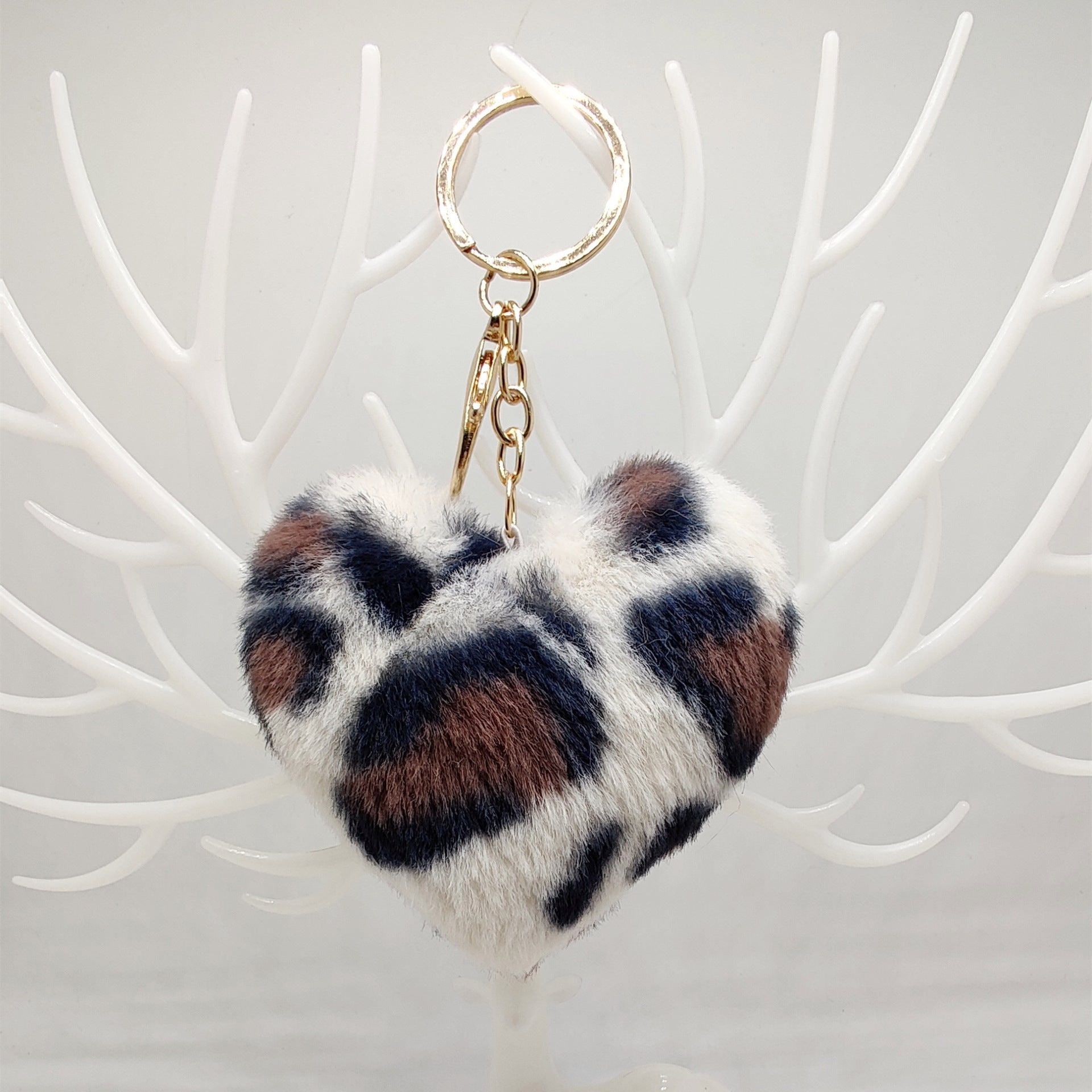 Wholesale Imitation Otter Rabbit Fur Leopard Pattern Love Fur Ball Keychain